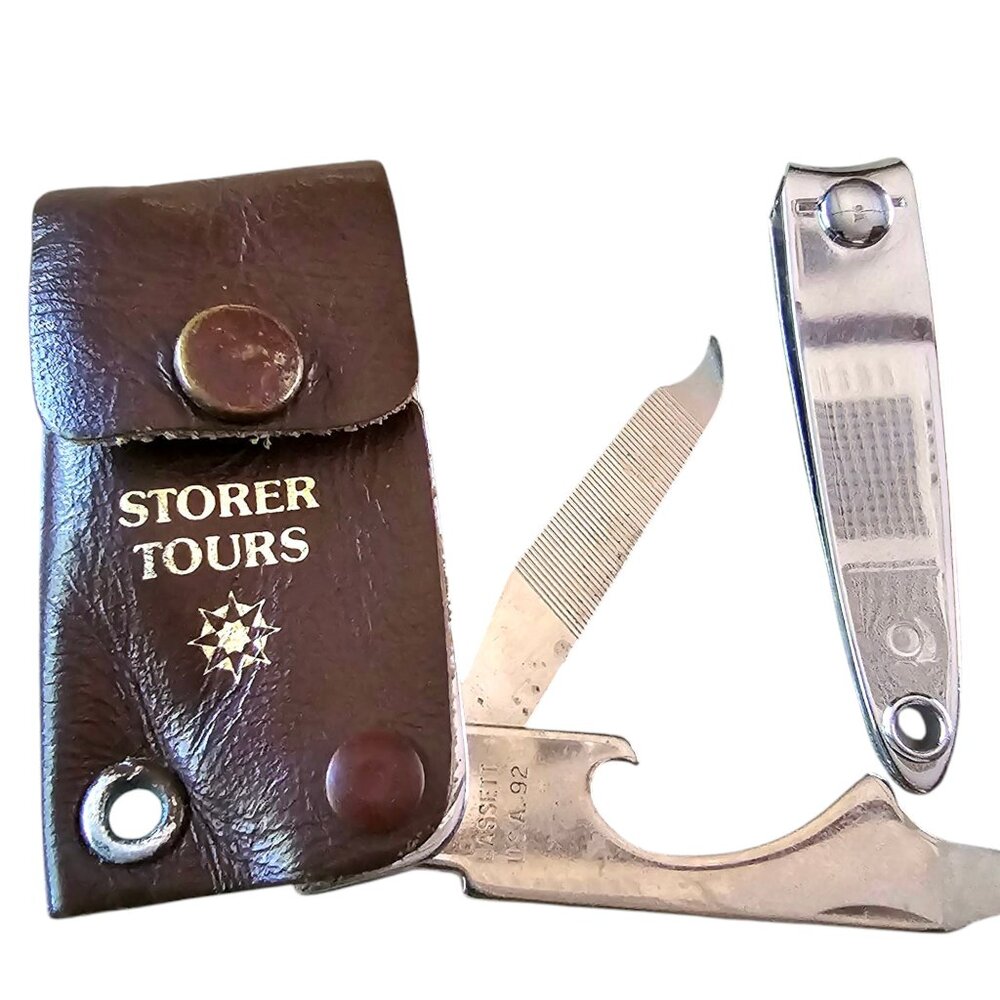 Vintage Storer Tours Travel Manicure Set Usa With Leather Case Practical
